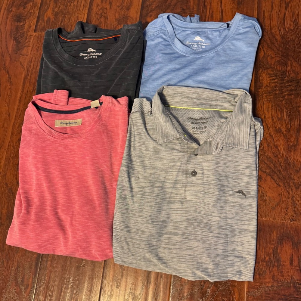 Tommy Bahama Mens 3XL Shirt Lot 4 IslandZone Polo Crew Neck Short Sleeve Casual